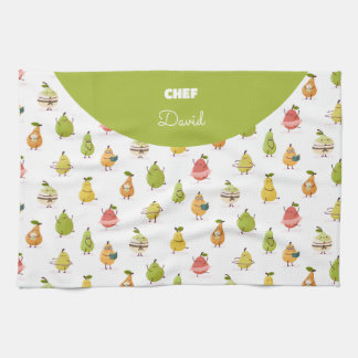 Children's pattern of fun pears tea towel