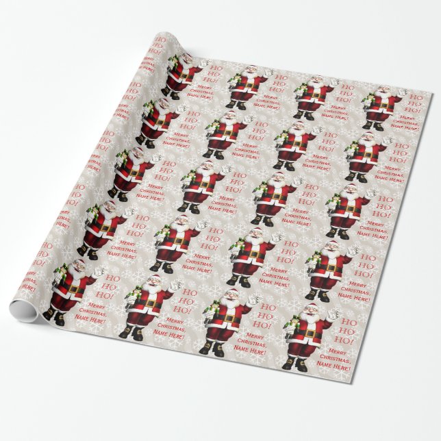 Childrens Personalised Santa Christmas Wrapping Paper (Unrolled)