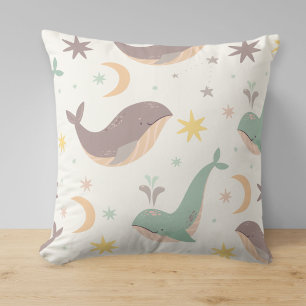 Children's Pillow with Whale Print