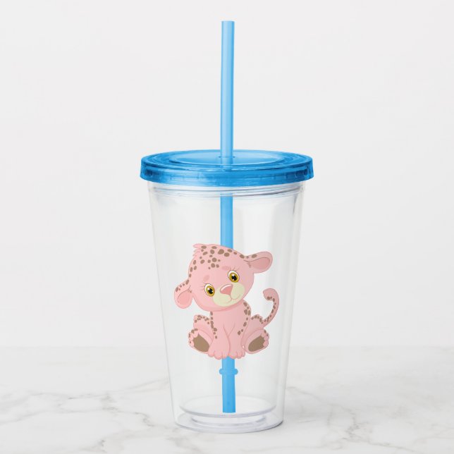 Children's Pink Leopard Drinking Cup (Front)