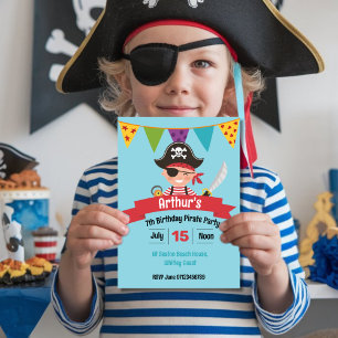 Children's pirate party invite swashbuckling