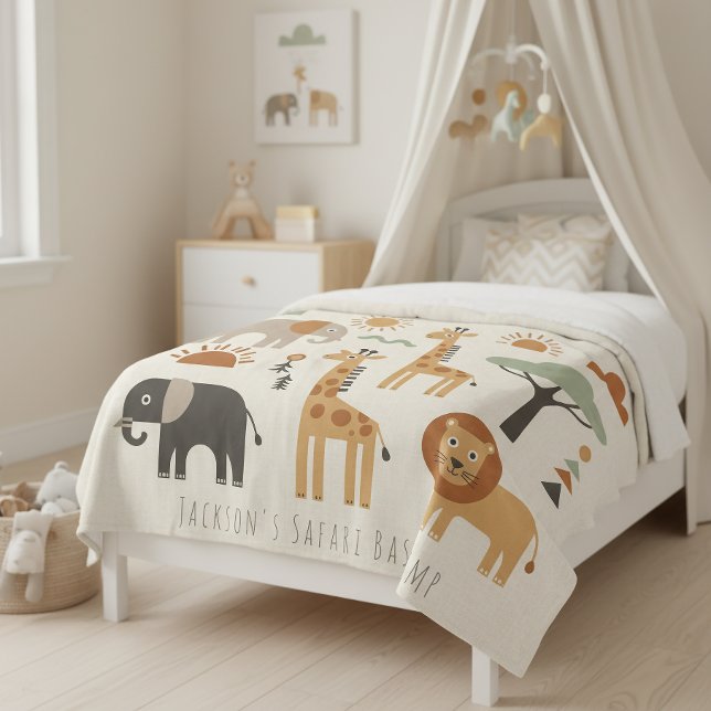 Children's Playful Safari Adventure ID1268 Fleece Blanket (Creator Uploaded)