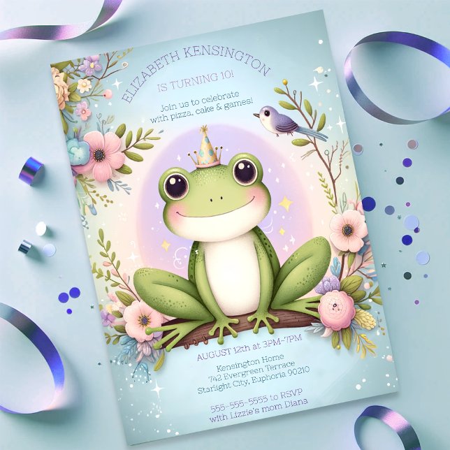  Children's Princess Frog Cute Birthday Party  Invitation (Creator Uploaded)