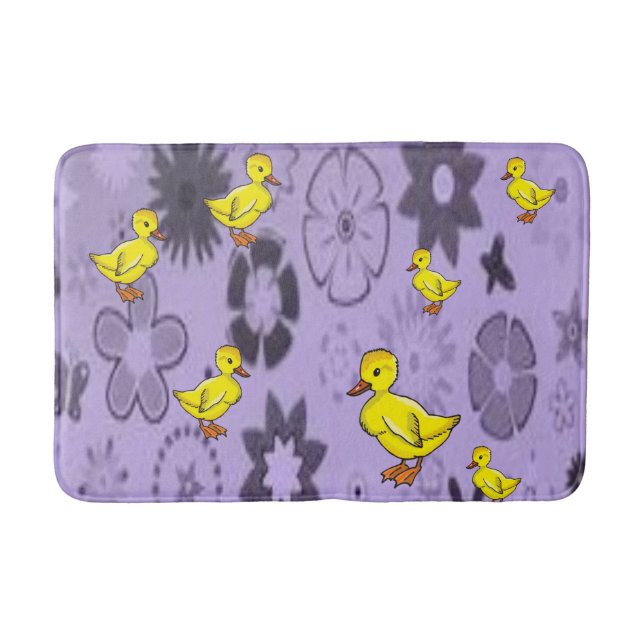 childrens purple yellow duck bathmat (Front)