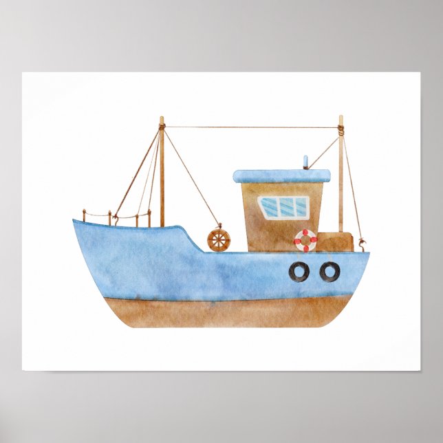   Children's Room Decor- Boat Poster (Front)