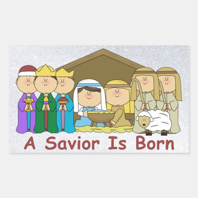 Children's Saviour Born Nativity Stickers (Front)