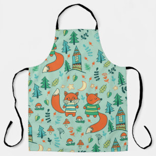 Children's seamless with young foxes. Funny childr Apron