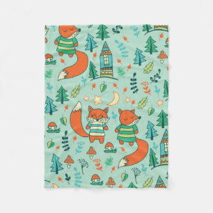 Children's seamless with young foxes. Funny childr Fleece Blanket