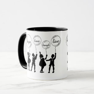 Childrens Silhouette Inspirational words Balloons Mug
