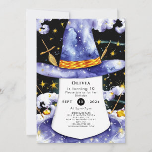 Children's Simple Enchanted Wizard Birthday Invitation