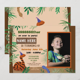 Children's Snake Birthday Party Reptile Photo Invitation