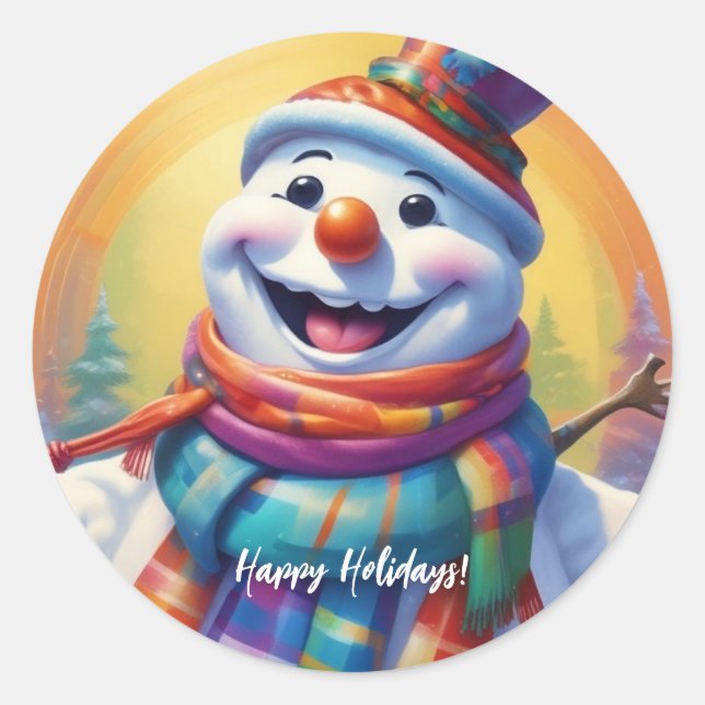 Children's Snowman Round Sticker HAMbyWG (Front)