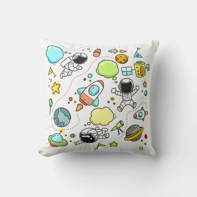 Children's Space Cartoon Background Drawing Cushion (Front)