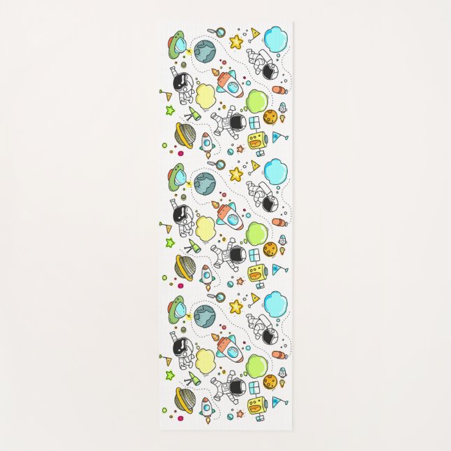 Children's Space Cartoon Background Drawing Yoga Mat (Front)
