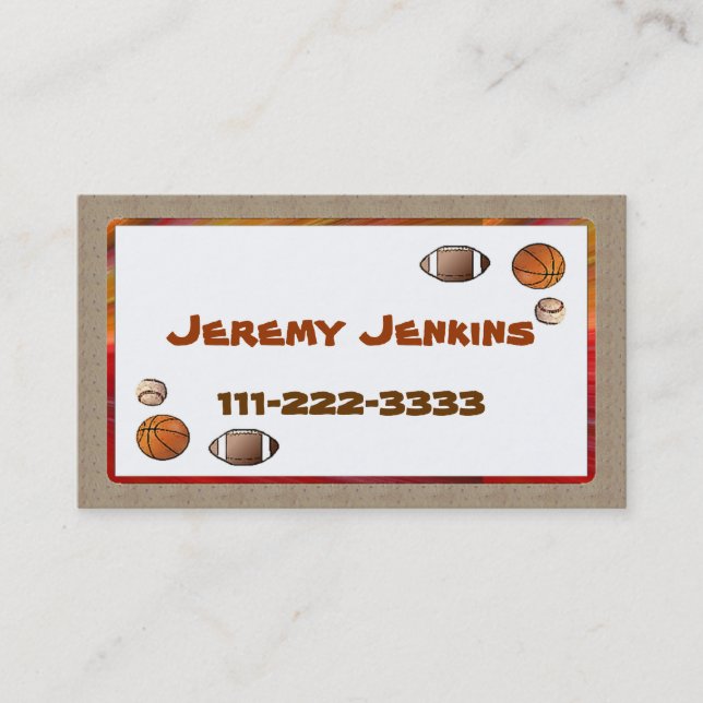 Children's Sports calling card (Front)
