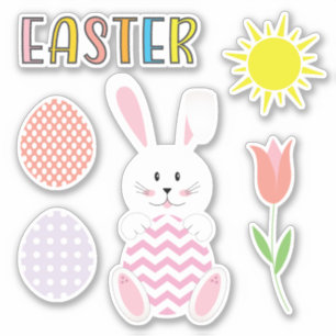 Children's Spring Easter Bunny Set of 6 Sticker