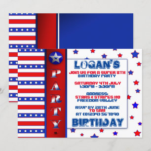 Children's Stars & Stripes Party Invitations
