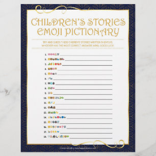 Children's Stories Emoji Pictionary [Golden Blue] Custom Letterhead