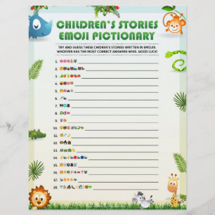 Children's Story Emoji Pictionary [Animal Theme] Custom Letterhead