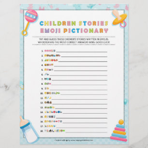 Children's Story Pictionary [Baby Basics Blue] Custom Letterhead