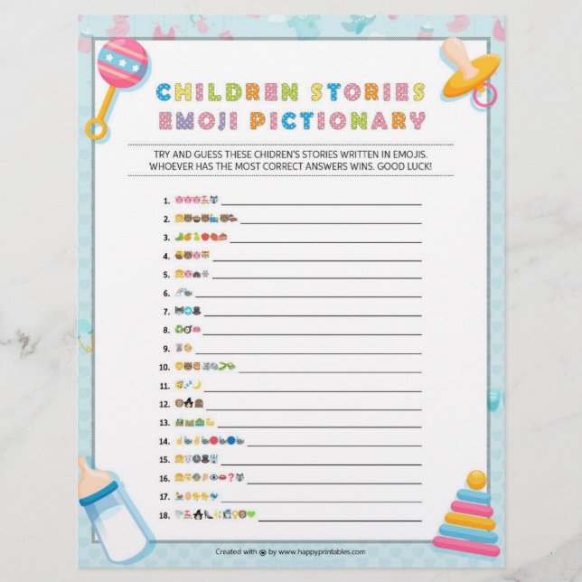 Children's Story Pictionary [Baby Basics Blue] Custom Letterhead (Front)