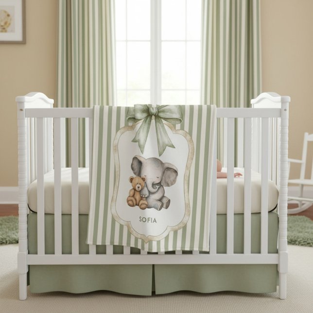 childrens Sweet Elephant Teddy Bear Friends  Fleece Blanket (Creator Uploaded)