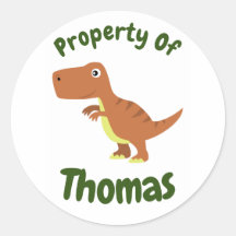 Childrens T-Rex Dinosaur Custom Name sticker