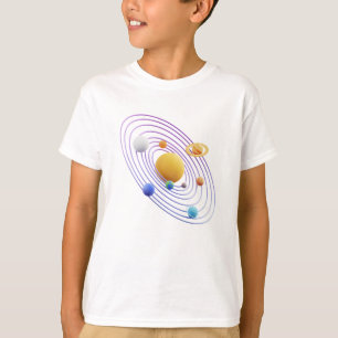 Children's t-shirt design with planet names