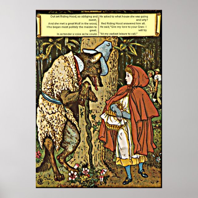 Children's Tale Little Red Riding Hood and Wolf Poster (Front)