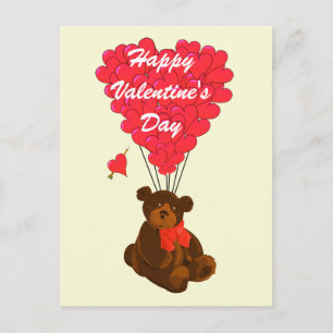 Childrens teddy bear Valentines Holiday Postcard
