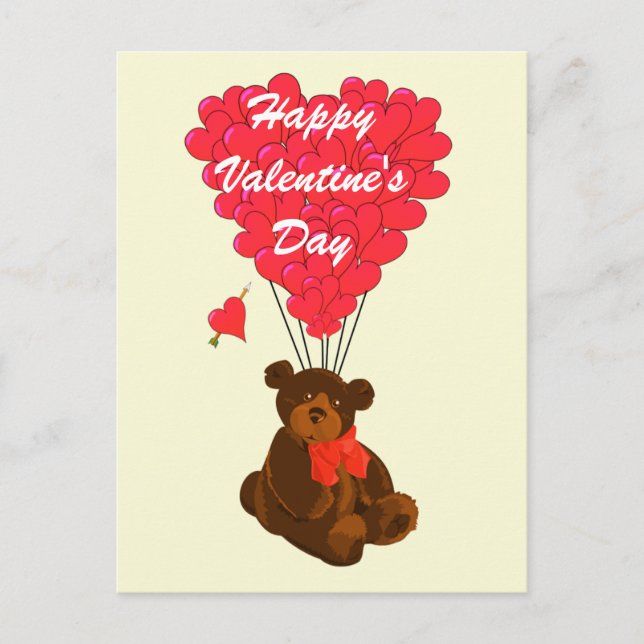 Childrens teddy bear Valentines Holiday Postcard (Front)