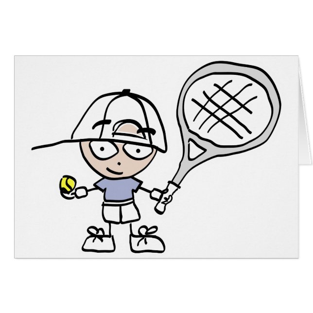 Children's tennis cartoon greeting card (Front Horizontal)