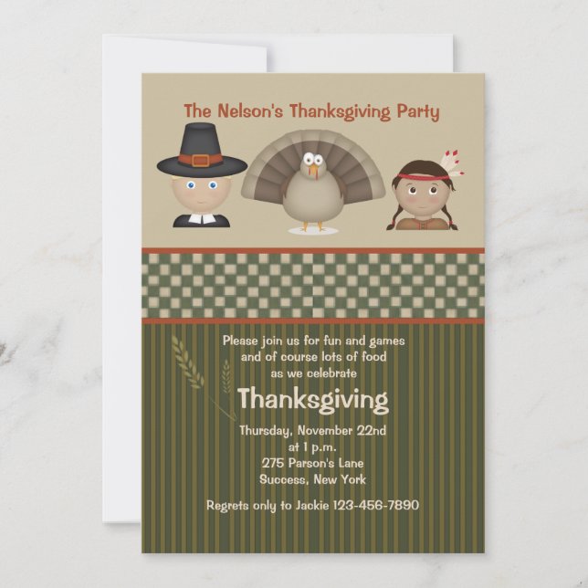 Children's Thanksgiving Party Invitation (Front)
