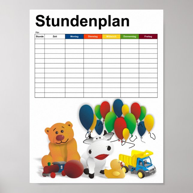 Children's toy / Timetable Poster (Front)