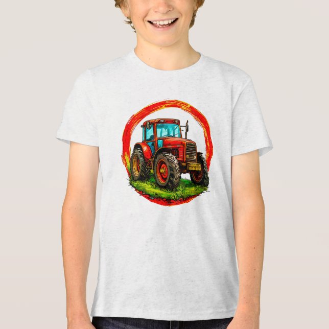 Children's toy tractor Tri-Blend shirt (Front)