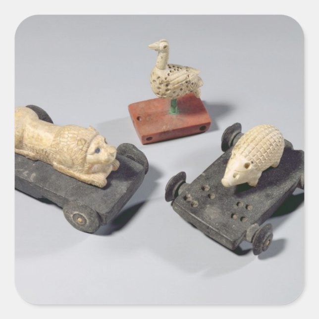 Children's toys: a hedgehog, a lion and a dove, Su Square Sticker (Front)