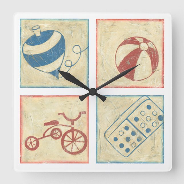 Children's Toys by Chariklia Zarris Square Wall Clock (Front)