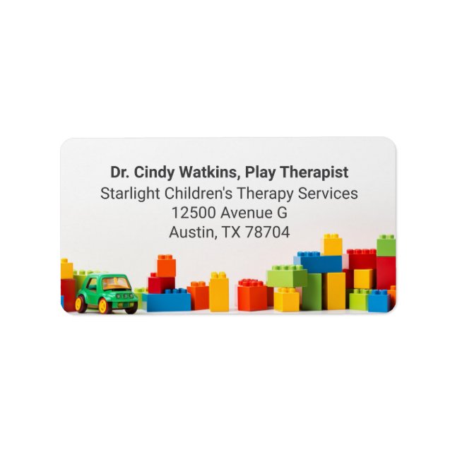 Children's Toys Play Therapy Office Return Address Label (Front)