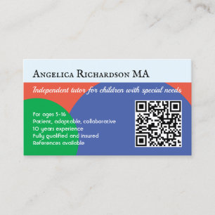 Children's Tutor Special Needs Teacher Education Business Card
