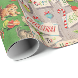 Children's vintage holiday wrapping paper collage