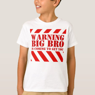Children's warning stripes big bro t-shirt