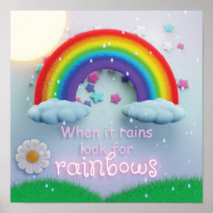Children's When It Rains Look For Rainbows Acrylic Poster