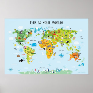Children's World Map Kids Room Decor