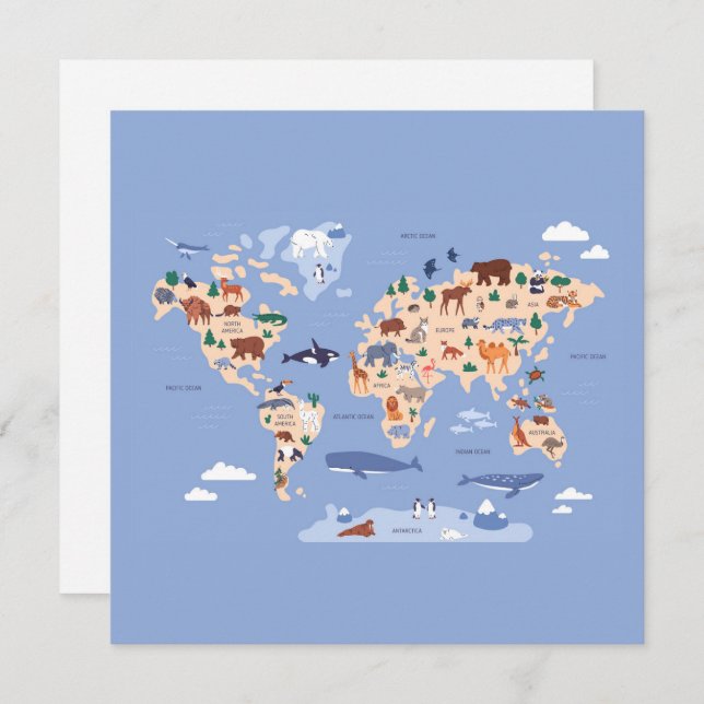 children's world map with animals (Front/Back)