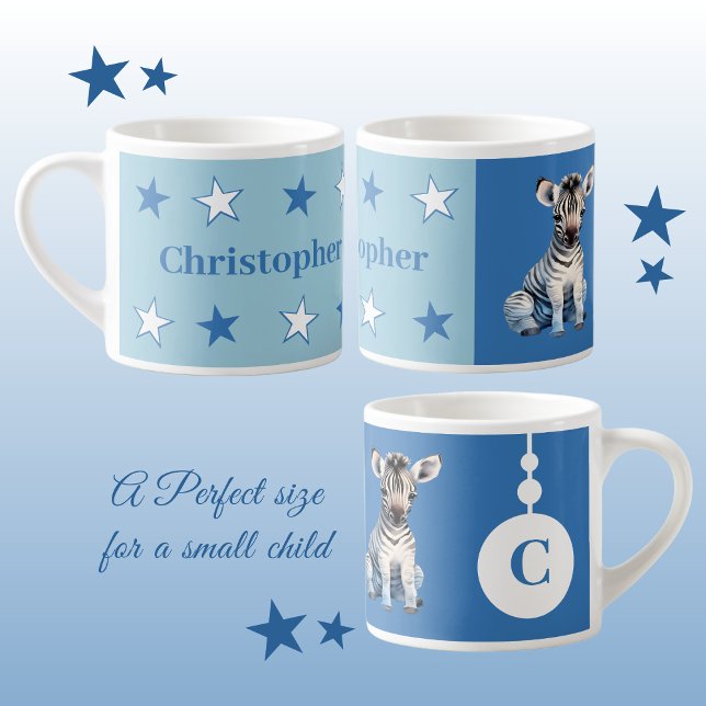 Children's zebra mug personalised name blue (Creator Uploaded)