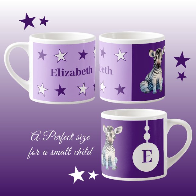 Children's zebra mug personalised name purple (Creator Uploaded)