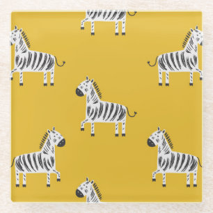 Children's Zebra: Seamless Fun Pattern Glass Coaster
