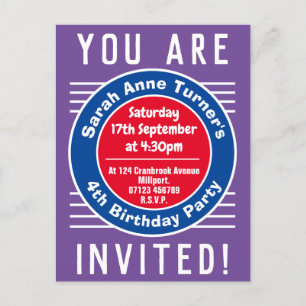 Child's 4th Birthday Party Invitation