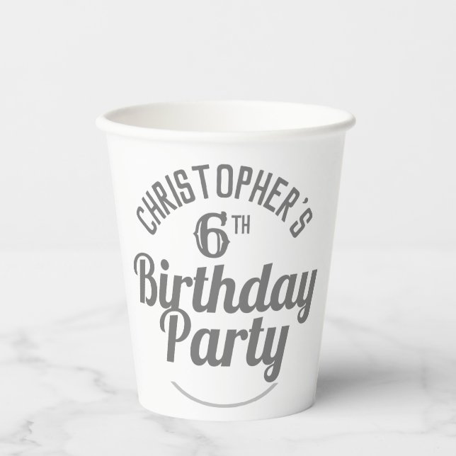 Child's 6th Birthday Paper Cups (Front)