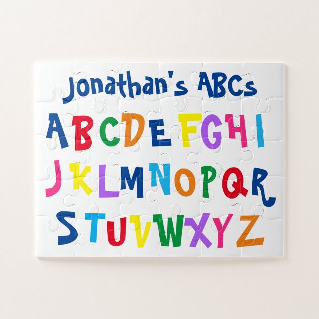 Child's Alphabet Multicolor ABCs Personalised Jigsaw Puzzle (Horizontal)